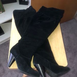 Black suede over the knee boots